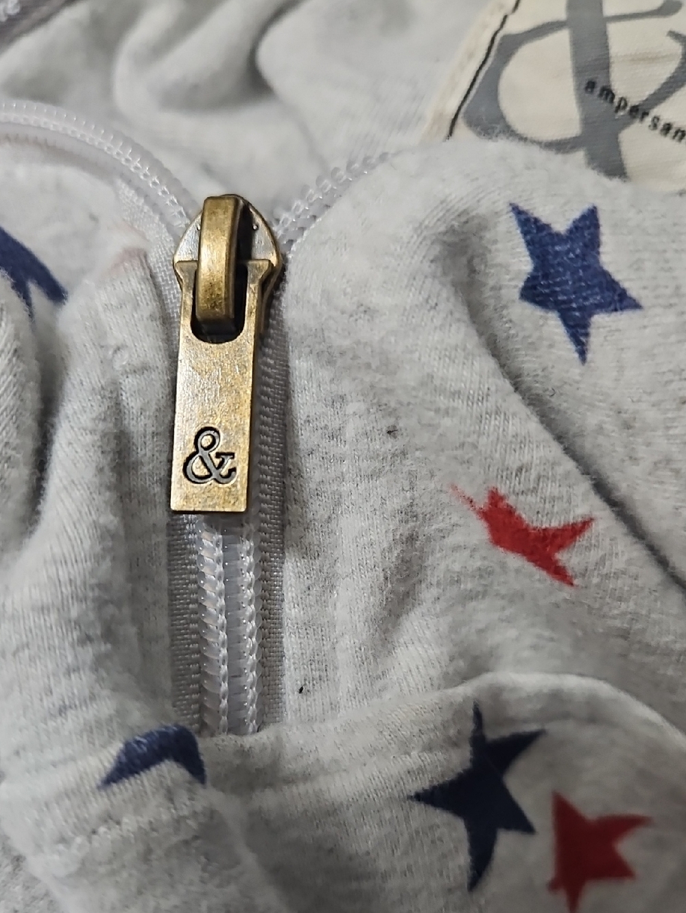 AMPERSAND Avenue Gray Hoodie with Red Blue Star Spangle Size XL - Picture 4 of 6